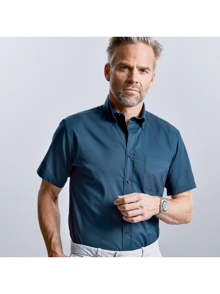 Camicia manica corta uomo cotone Twill Rusell