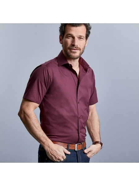 Camicia manica corta uomo elasticizzata Rusell