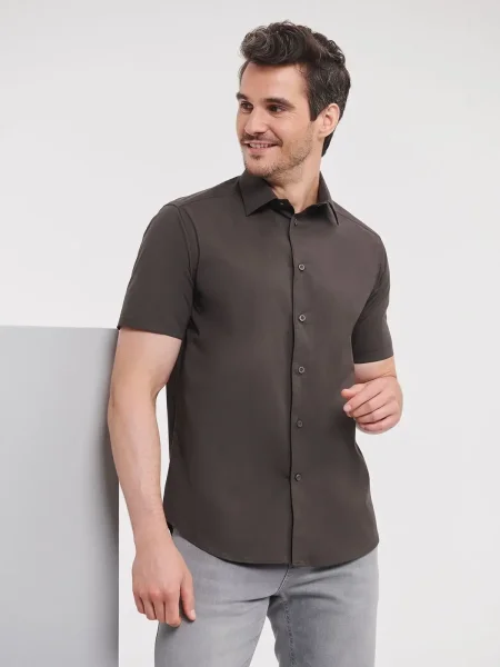 Camicia manica corta uomo elasticizzata Rusell