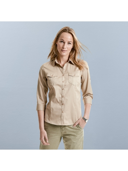 Camicie maniche tre quarti donna in cotone Russell