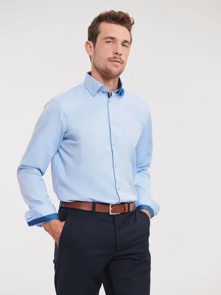 Camicia Men´s Long Sleeve Tailored Contrast Herringbone Shirt Rusell