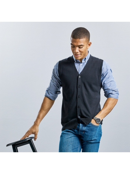 Cardigan smanicato con scollo a V Russell