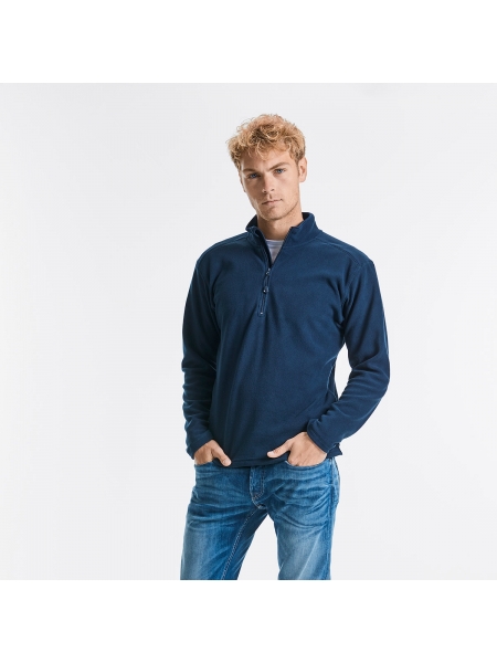 Felpa pile uomo mezza zip collo alto Microfleece Rusell
