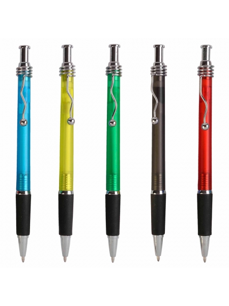 Penna personalizzata con fusto satinato clip in metallo ondulata