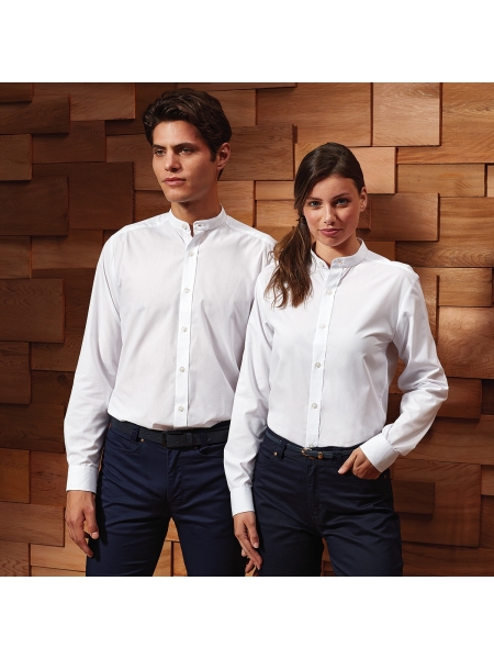 Camicie Banded Collar 'Grandad' Long Sleeve Shirt Premier