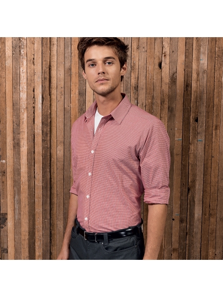 Camicie Men's Long Sleeve Microcheck Gingham Shirt Premier