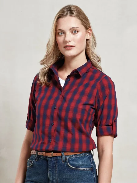 Camicie Ladies' LSL 'Mulligan' Check Cotton Bar Shirt Premier