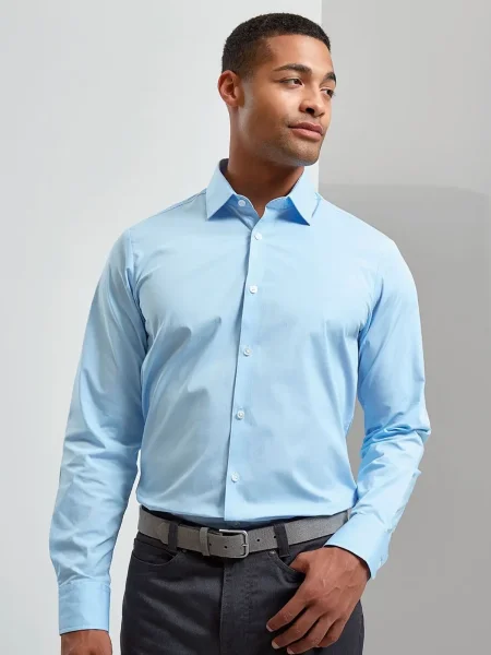 Camicie Men's Stretch Fit Cotton Poplin Long Sleeve Shirt Premier