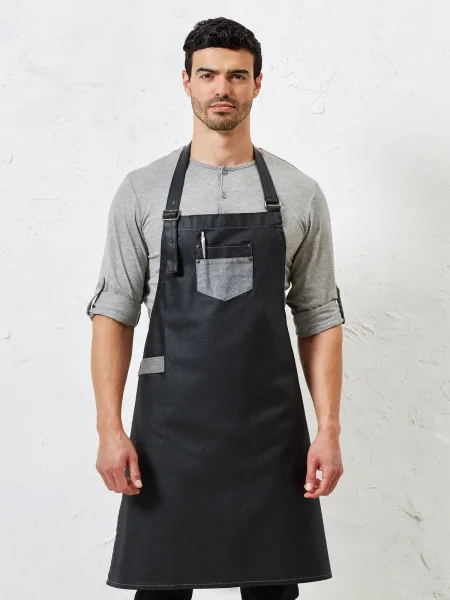 Grembiule Division Waxed Look Denim With Faux Leather Premier