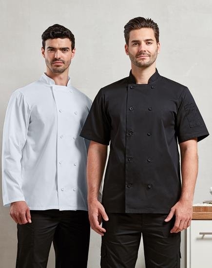 Giacca chef 195 g/m² personalizzata Premier Short Sleeve Chef's Jacket