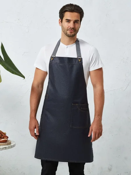 Grembiule District Waxed Look Denim Bib Apron Premier