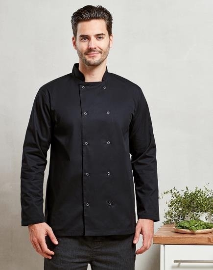 Giacca chef unisex 195 g/m² personalizzabile Premier Long Sleeve Press Stud Chef''s Jacket