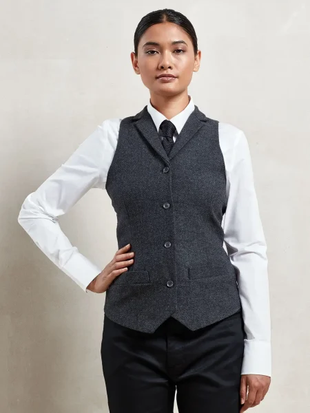 Gilet da lavoro donna sala e ristorazione Herringbone Waistcoat Premier