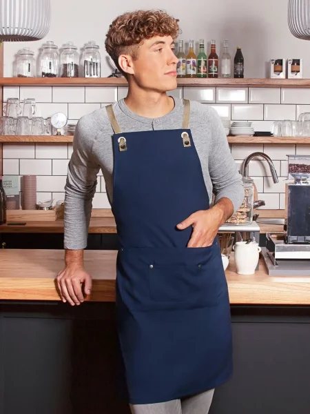 Grembiule per ristorante e bar personalizzato Karlowsky Bib Apron With Crossed Ribbons And Big Pocket