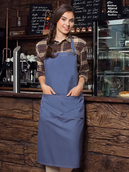Grembiule per ristorante e bar personalizzato Karlowsky Bib Apron Jeans 1892 Virginia