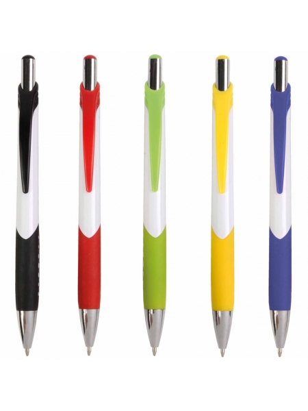 Penne personalizzate in plastica con fusto bianco e presa colorata