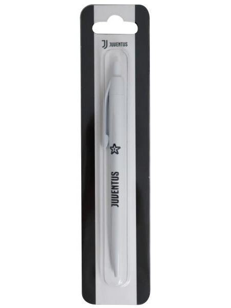 Penna in plastica bianca con scritta e stella Juventus