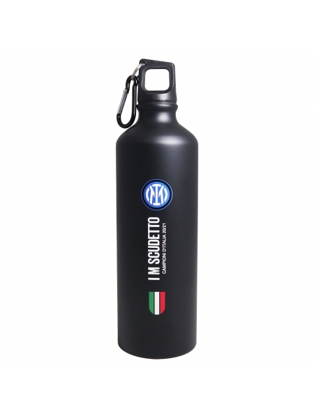 Borraccia in alluminio con moschettone nero I'm Scudetto Inter