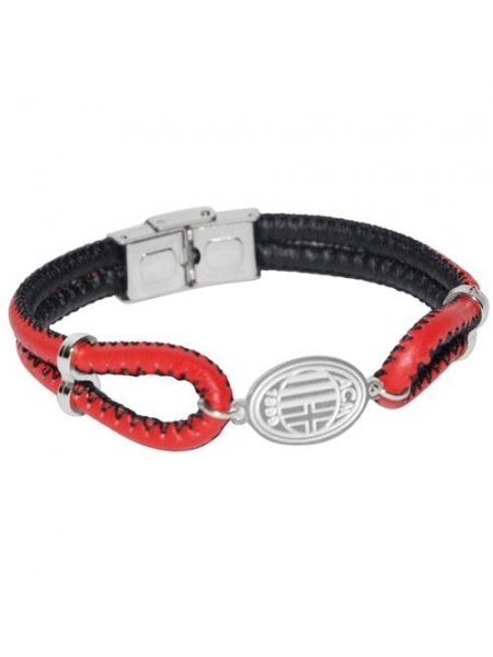 Bracciale in cuoio rosso e acciaio MILAN