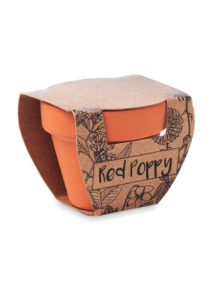 Vaso in terracotta con semi di papavero personalizzato Red Oppy