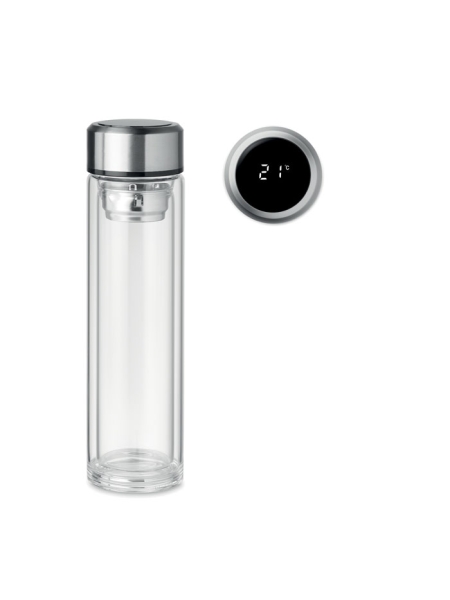 Thermos in vetro con termometro touch personalizzato Pole Glass 390 ml