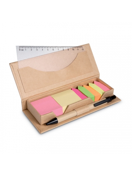 Sticky notes con penna e astuccio in cartone personalizzato Stibox