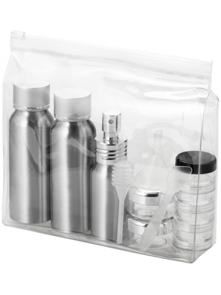 Beauty case trasparente personalizzato con flaconi da viaggio Frankfurt