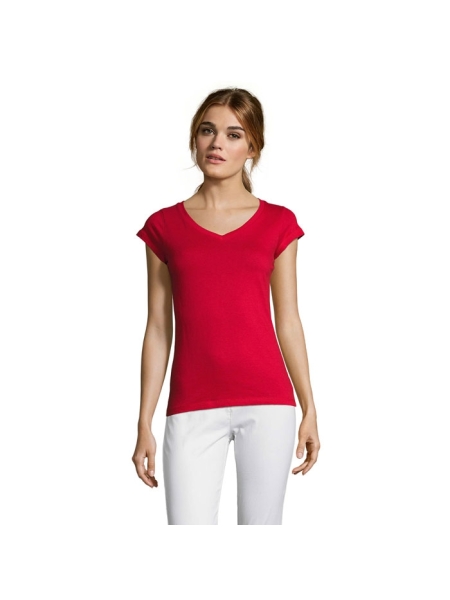 T-shirt donna con scollo a V personalizzata Sol's Moon