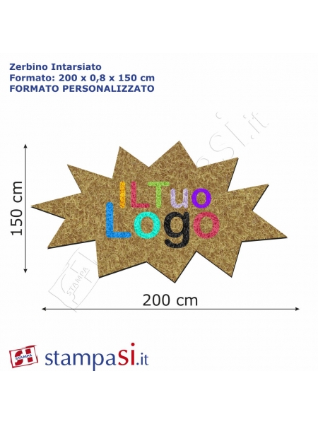 Zerbino intarsiato personalizzato sagomato cm 200x150