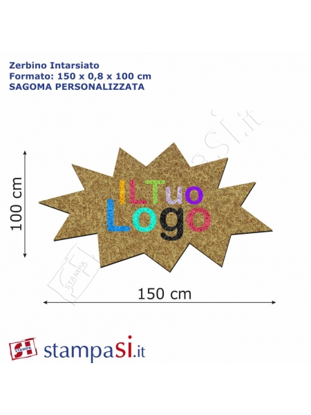 Zerbino intarsiato personalizzato sagomato cm 150x100