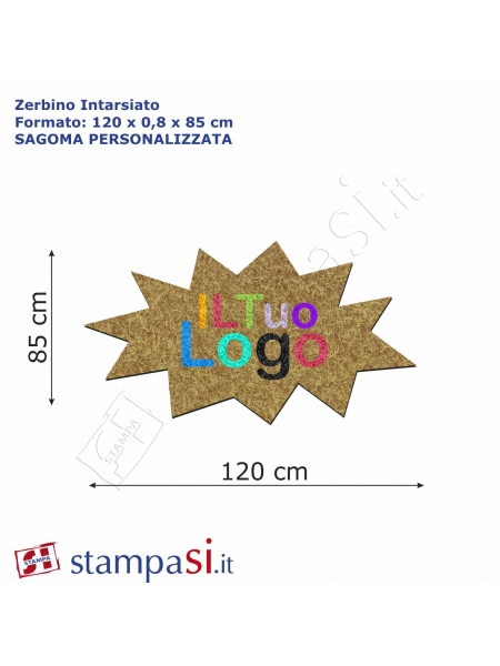 Zerbino intarsiato personalizzato sagomato cm 120x85