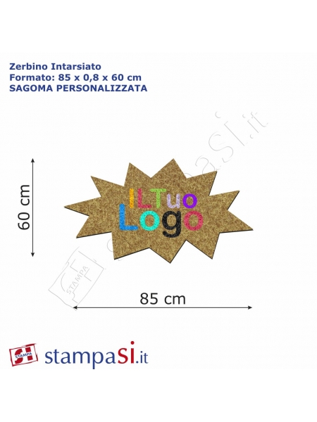 Zerbino per esterno o interno intarsiato personalizzato sagomato cm 85x60