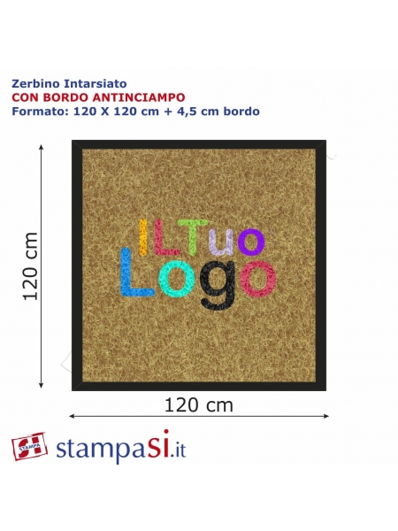 Zerbino intarsiato personalizzato quadrato cm 150x150 con bordo