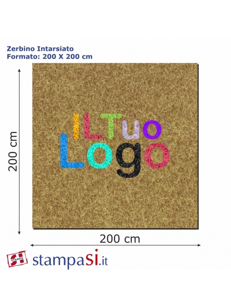 Zerbino intarsiato personalizzato quadrato cm 200x200