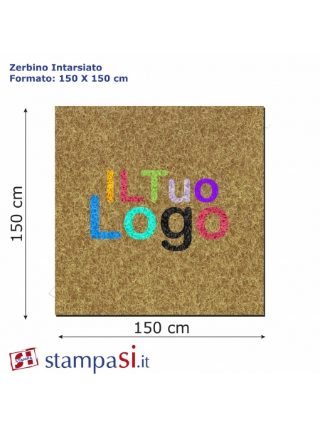 Zerbino quadrato intarsiato personalizzato cm 150x150