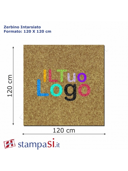 Zerbino intarsiato personalizzato quadrato cm 120x120