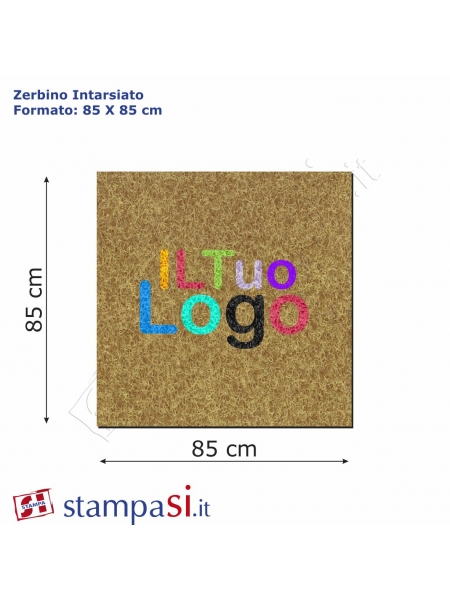 Zerbino intarsiato personalizzato quadrato cm 85x85