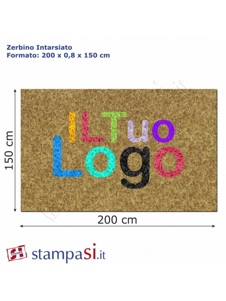 Zerbino intarsiato personalizzato rettangolare cm 200x150