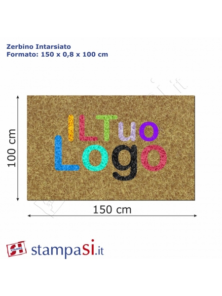 Zerbino intarsiato personalizzato rettangolare cm 150x100