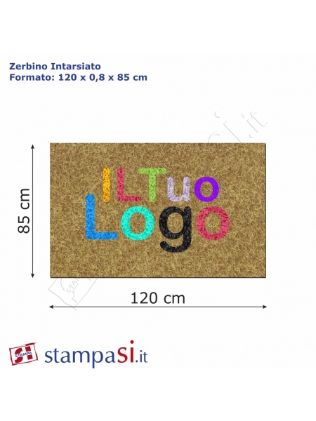 Zerbino intarsiato personalizzato rettangolare cm 120x85