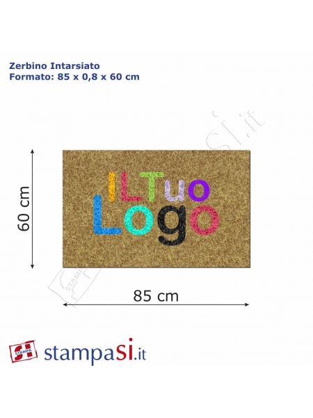 Personalizzazione zerbini con intarsio, forma rettangolare cm 85x60