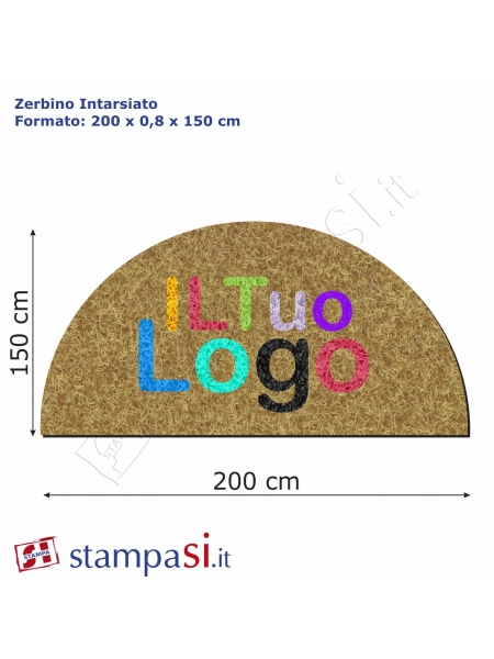 Zerbino intarsiato personalizzato mezzaluna cm 200x150