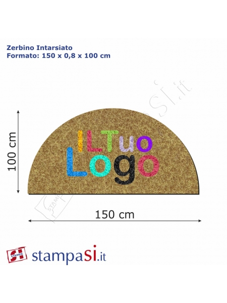 Zerbino intarsiato personalizzato mezzaluna cm 150x100