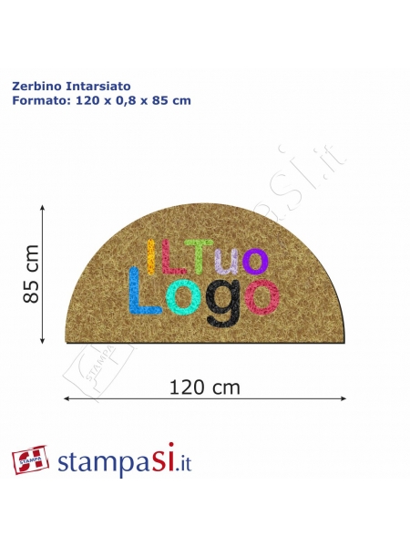 Zerbino intarsiato personalizzato mezzaluna cm 120x85