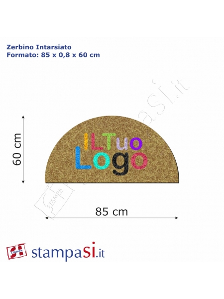 Zerbino intarsiato personalizzato mezzaluna cm 85x60