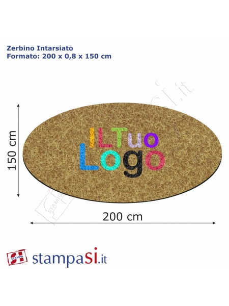 Zerbino intarsiato personalizzato ovale cm 200x150