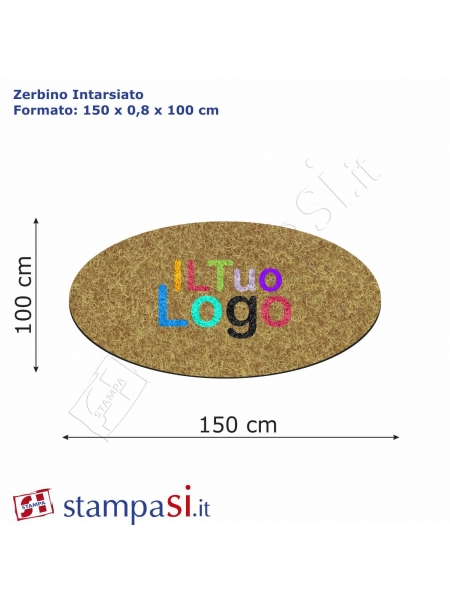 Zerbino intarsiato personalizzato ovale cm 150x100