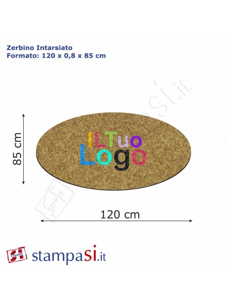 Zerbino intarsiato personalizzato ovale cm 120x85