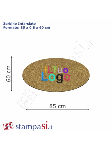 Zerbino intarsiato personalizzato ovale cm 85x60