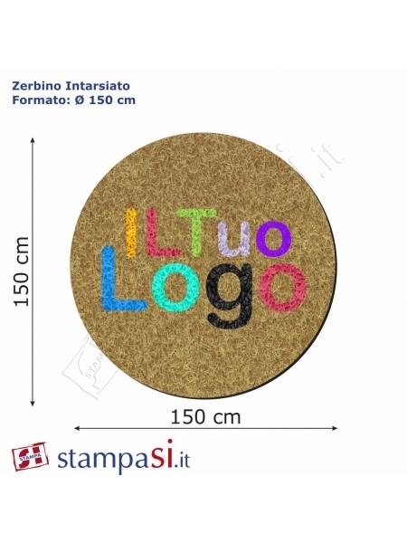 Zerbino rotondo intarsiato personalizzato Ø cm 150